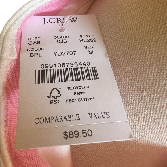 J Crew NWT rugby style striped shirt pullover pink and cream stripes sz medium - Picture 8 of 8